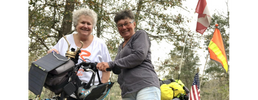 Two woman on touring bicycles