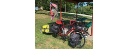 Touring bicycle packed for a long trip