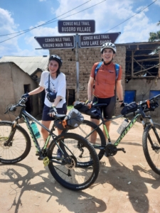 Two cyclists enjoying the scenic and adventurous Congo Nile Trail