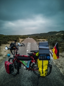 Touring bicycle on a deserted road