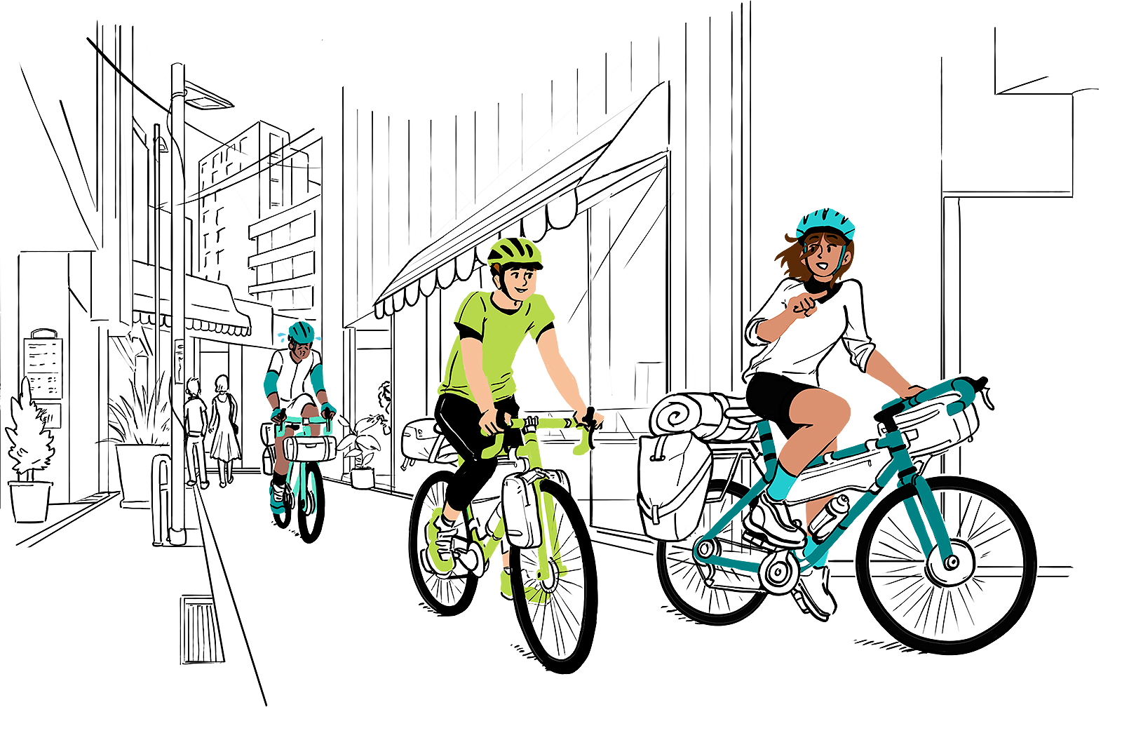 Warmshowers City Touring Illustration